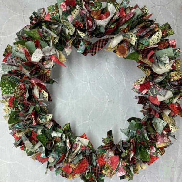 Large Xmas Rag Wreath - Image 2