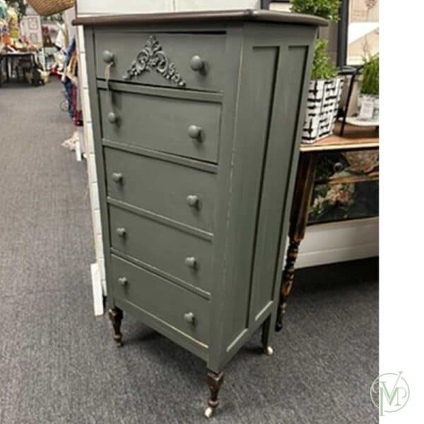 Vintage Tall Green Dresser - Image 5