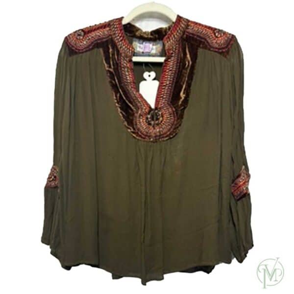 Brown Embroidered Blouse