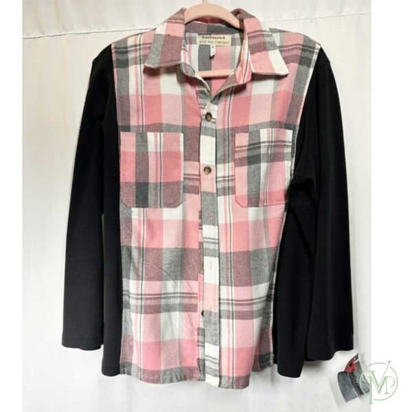 Pink Black Plaid Shirt Med/Lg