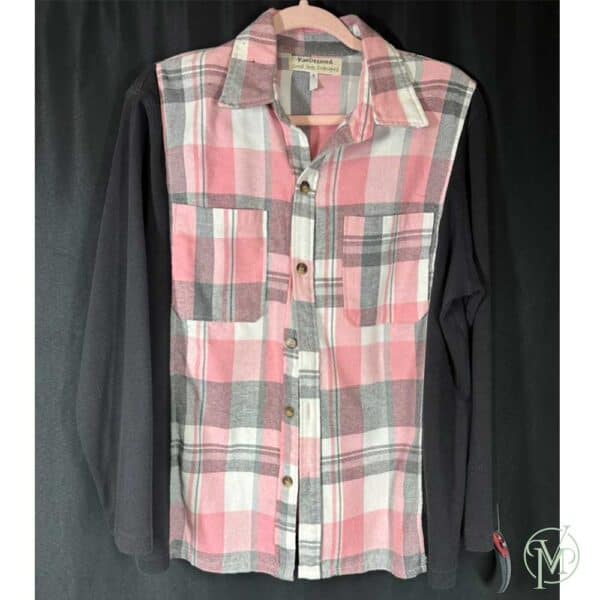 Pink Black Plaid Shirt Med/Lg - Image 2