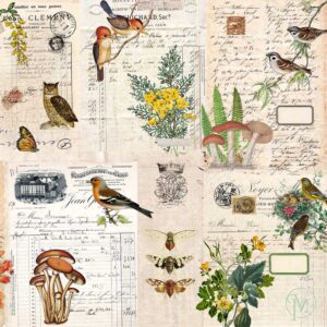 Decoupage Paper Fall Botanical Blocks