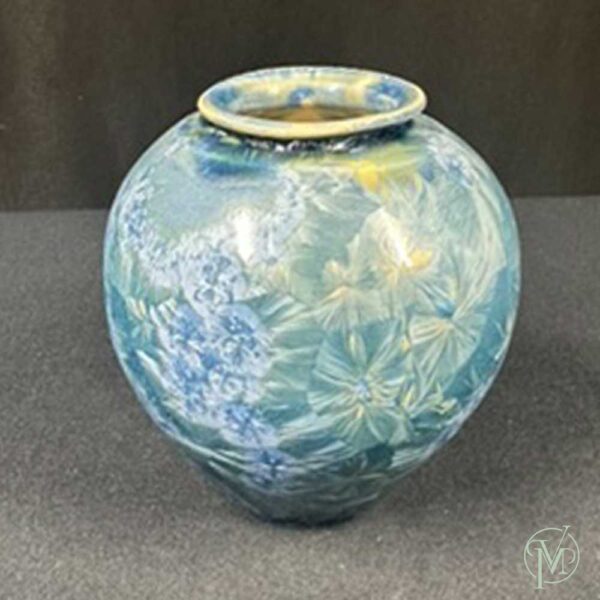 Crystalline Blue Glass Vase - Image 4