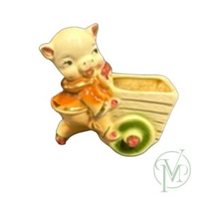 Vintage Pig Riding Wheel Planter