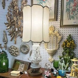 MCM White Satin Glass Lamp