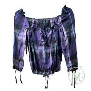 Peasant Blouse Plaid Purple